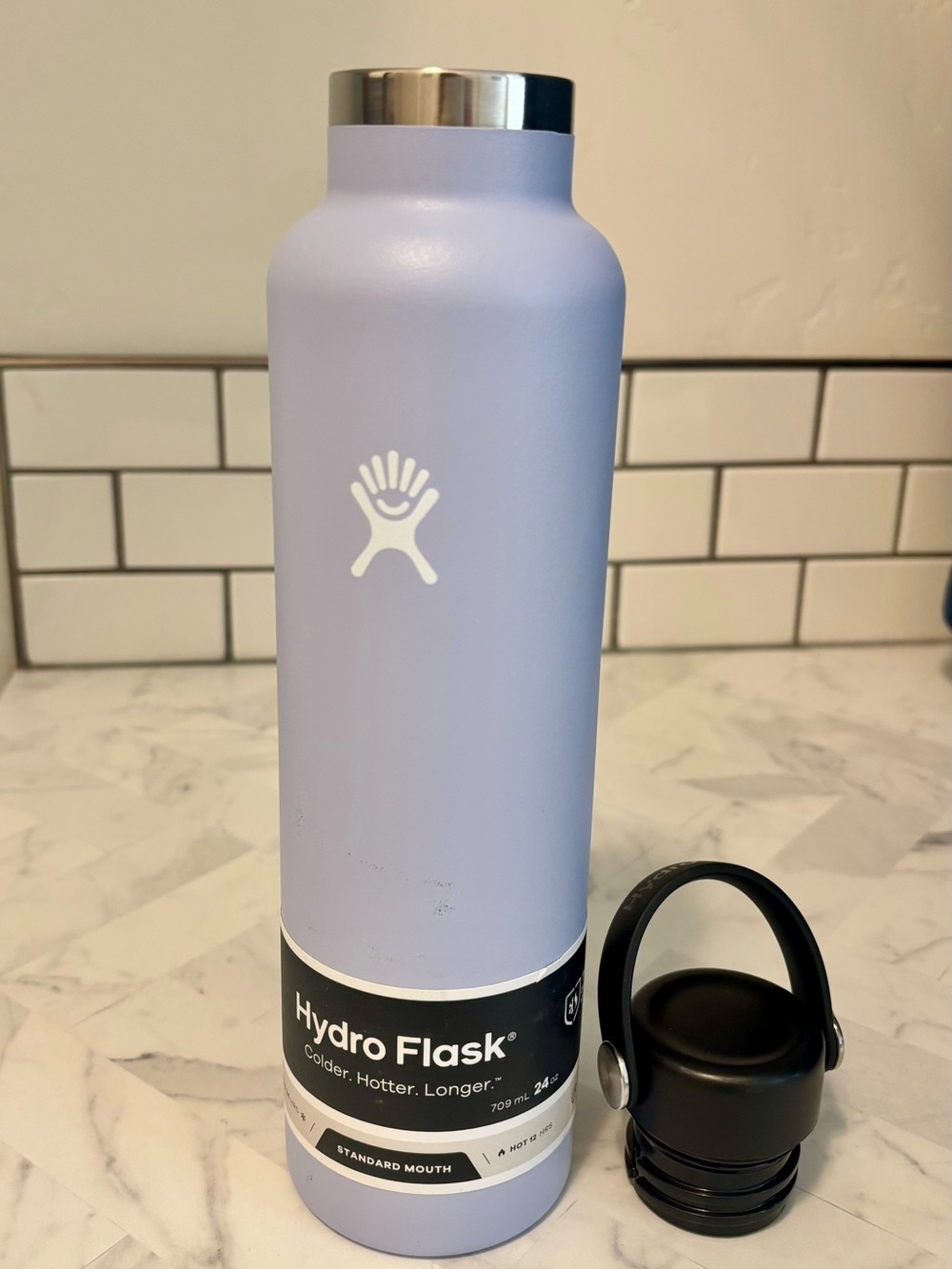 Hydro Flask Lavender Purple Insulated Bottle with White Logo